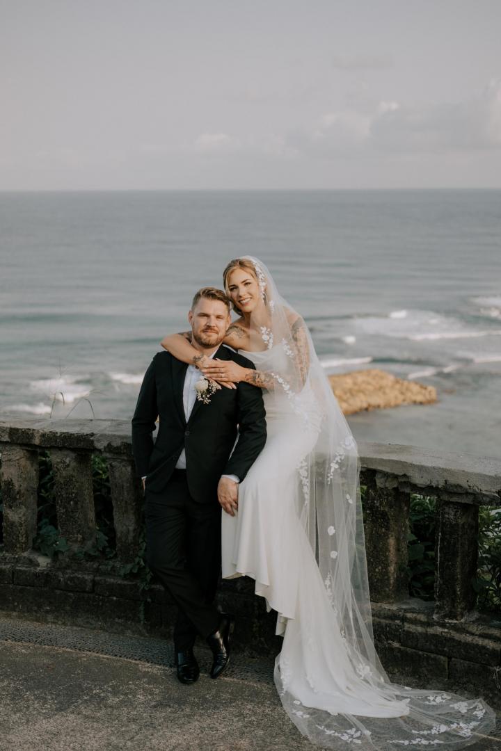 Bride and groom celebrating their wedding day in Bali