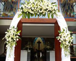 flower arch entrance church 