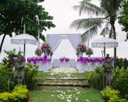 white pergola by the beach 